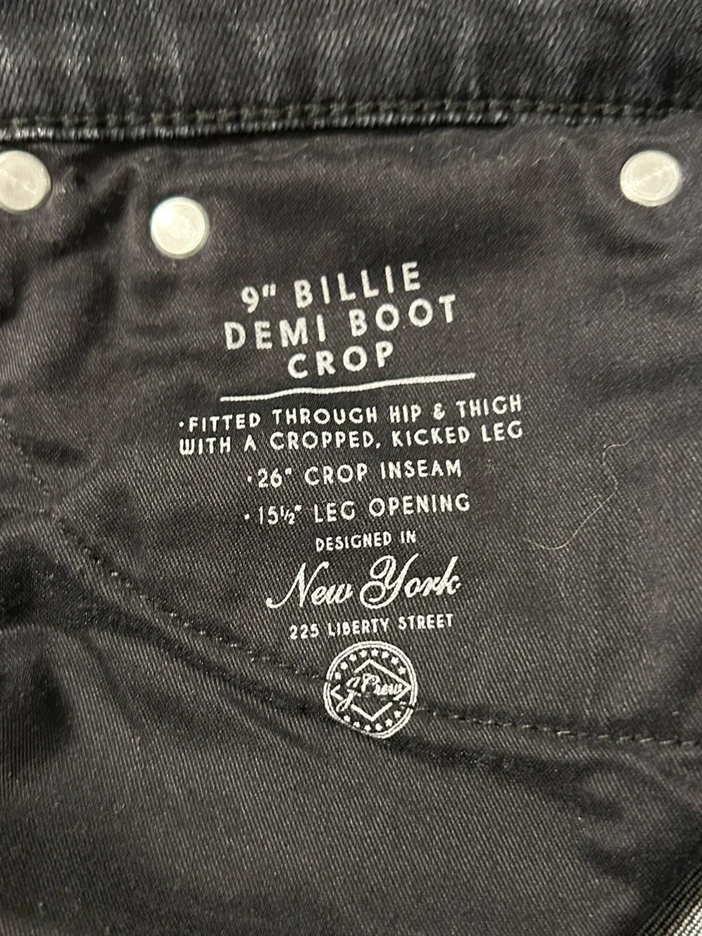J. Crew Black Billie Demi Boot Crop Denim Jeans